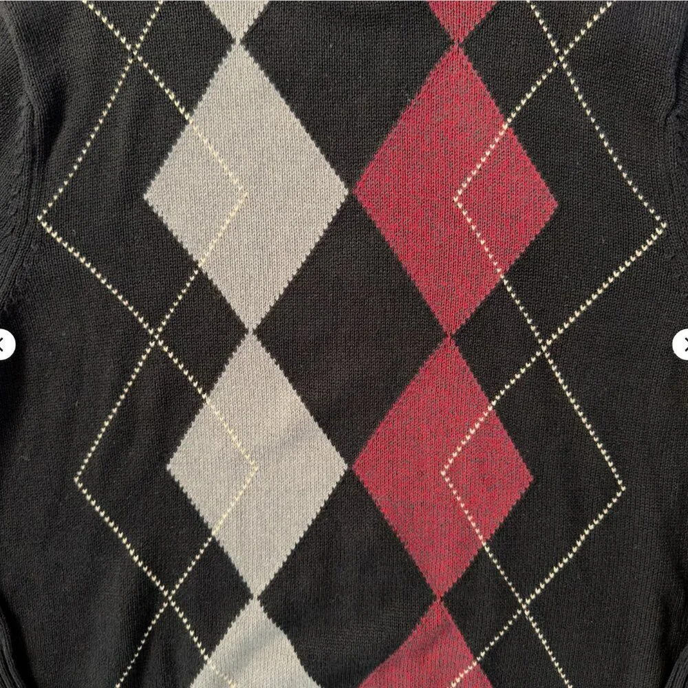 Alexander Julian Argyle Sweater Black‎ Gray Red XLT